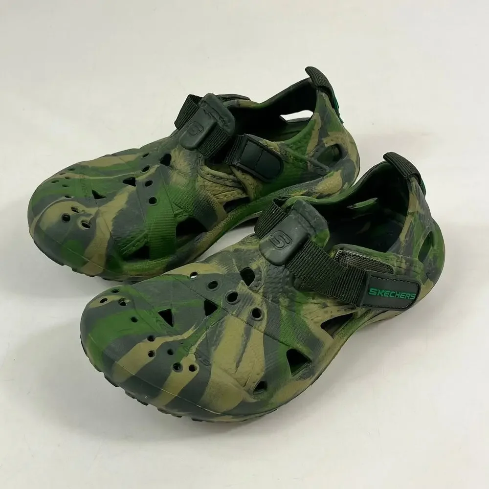 Skechers Clog Sandal Foamies Koolers Swurlz Sz13 Green Camo Water Shoes Slip On